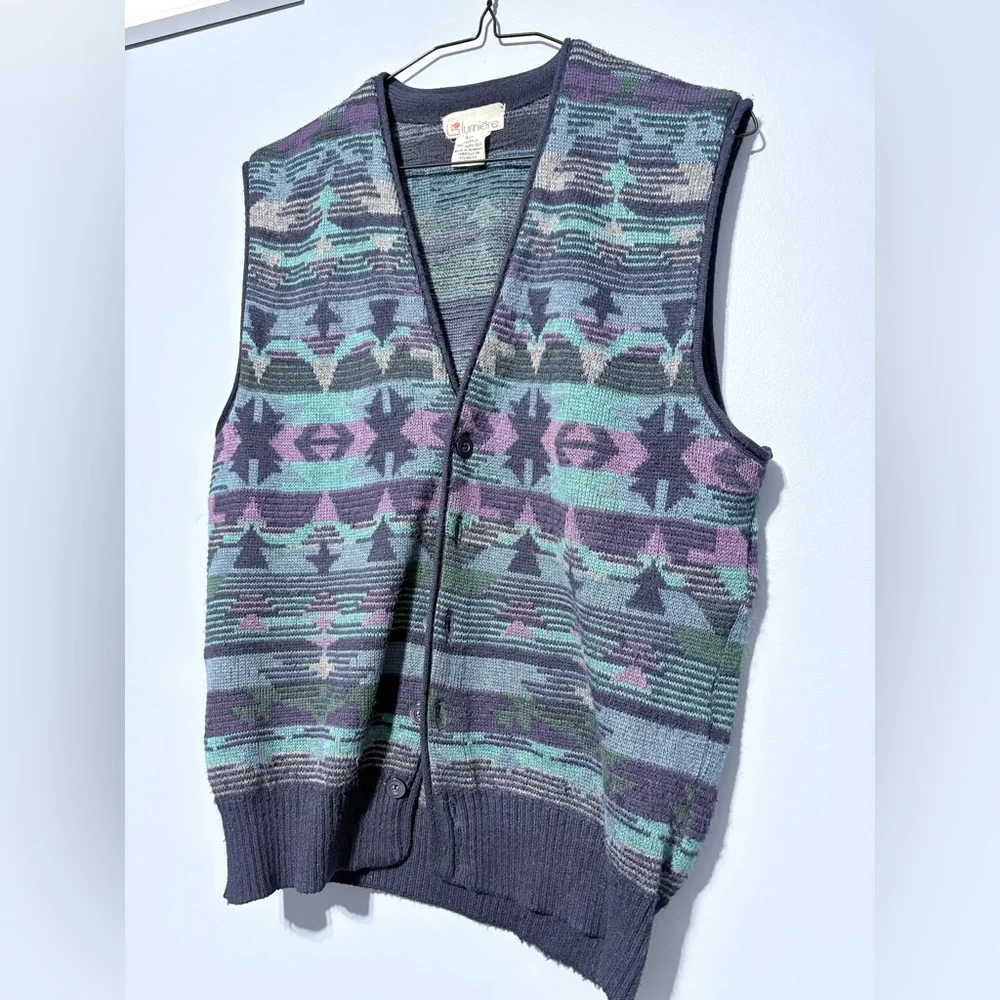 Lumiere Aztec pattern Multicolor Patterned Sweater Vest - Picture 1 of 6